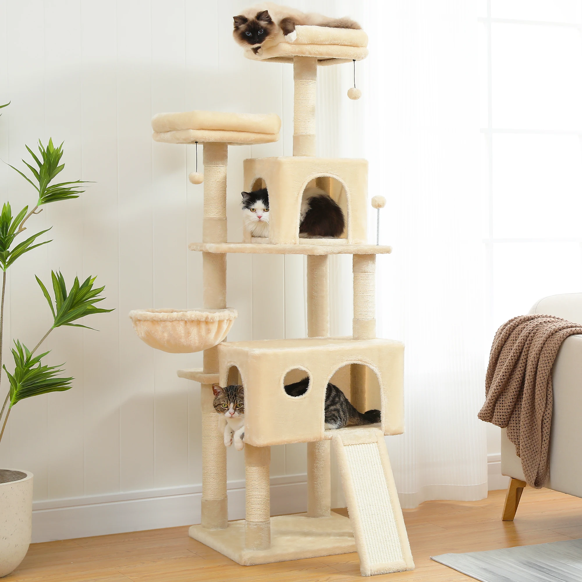 Entrega nacional, torre de árbol para gatos de varios niveles, muebles de escalada, poste rascador para casa interior, suministros para mascotas,