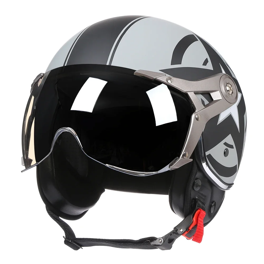 AliExpress BLD DOT 3/4 Open Face Motorcycle Retro Motorbike Helmets Vintage Chopper Capacete De Moto Bike Cascos Scooter Men Women