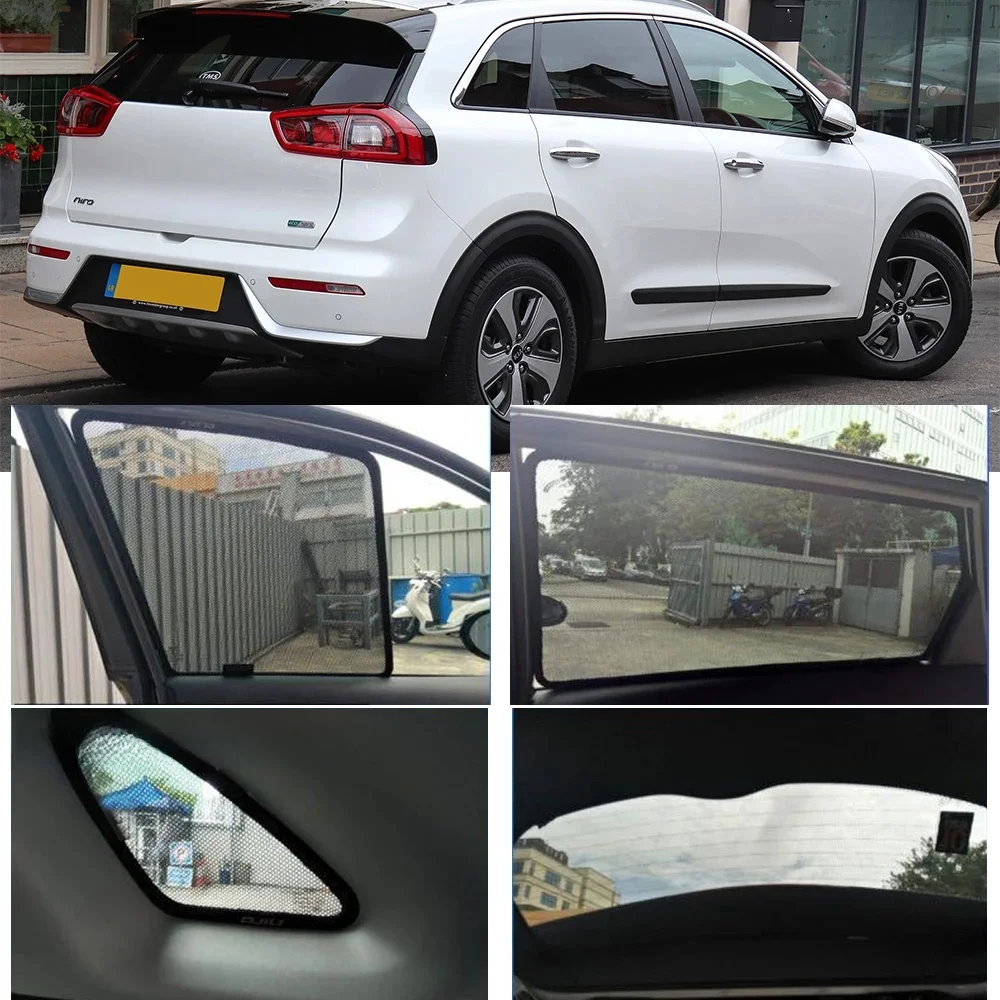 Voor KIA NIRO 2017 2018 2019 2020 2021 2022 Auto Zonnescherm Voorruit Magnetische Mesh Gordijn Achterzijde Venster zonneklep Schaduw - afbeelding 2