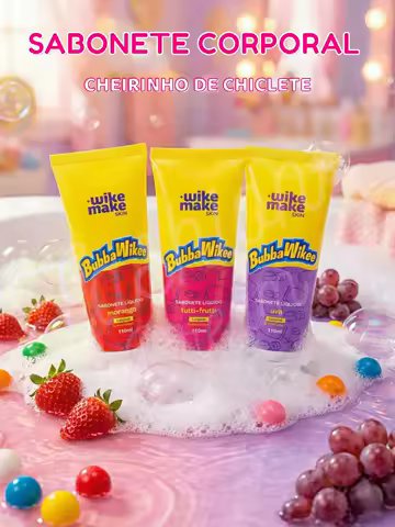 Sabonete Líquido Corporal Bubba Wikee Cheirinho de Chiclete 110ml - Wike Make by Miss Rôse