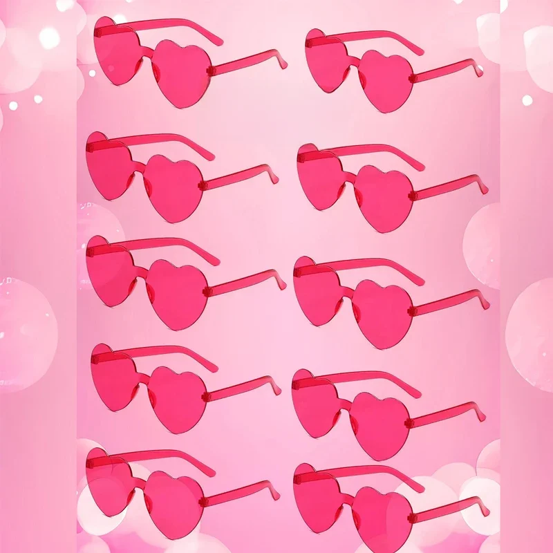 10PC Okulary przeciwsłoneczne w kształcie serca Miłosne okulary przeciwsłoneczne Jelly Color Bezramowe jednoczęściowe okulary w kształcie serca Olśniewające kolorowe okulary — zdjęcie 2
