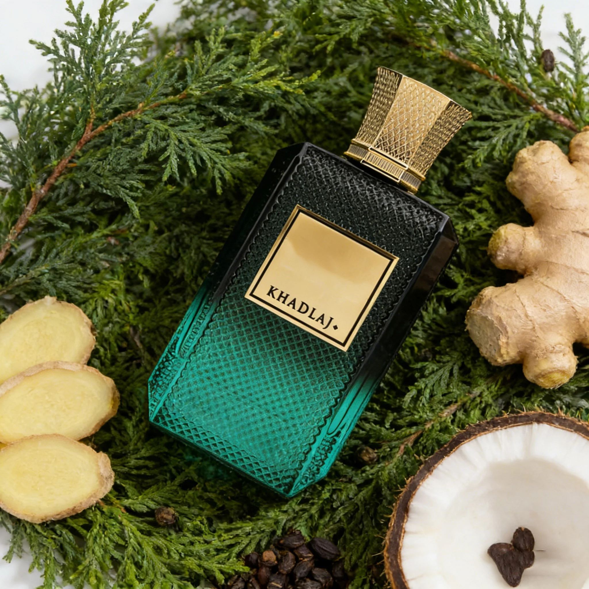 Zdjęcie 4: Długotrwały, morski, drzewny unisexowy Extrait De Parfum z butelką o turkusowym gradientu.