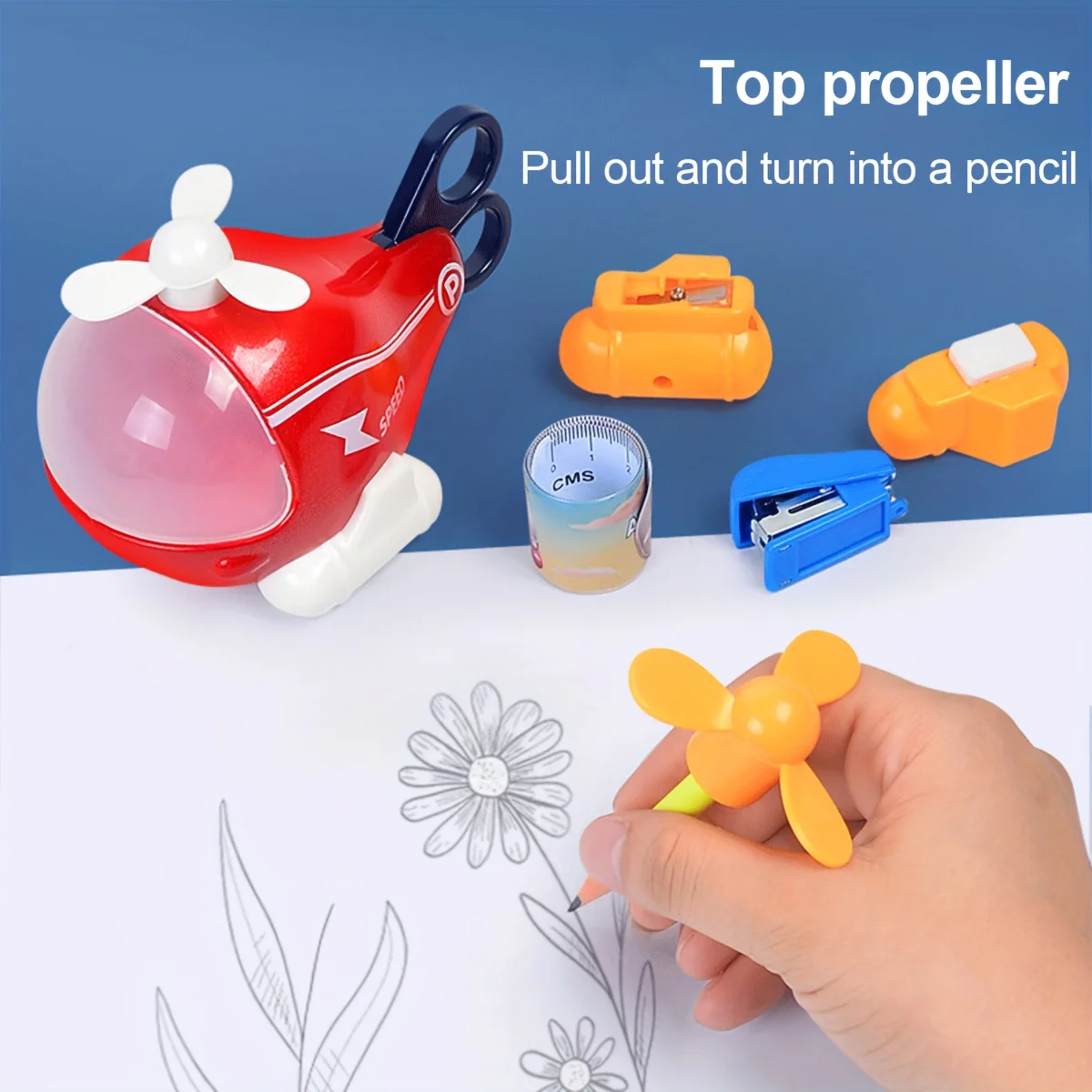 New Creative 6 IN 1 Aircraft Stationery Toy, Detachable Office Desk Decor, Starting School Onboarding Birthday Christmas Gift