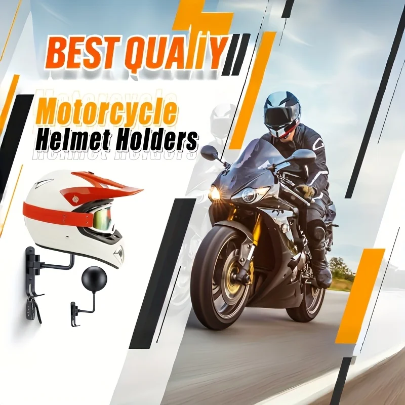 Motorcycle Helmet Holder Swivel 180° Wall Shelf Helmet and Jacket Hanger Metal Hook Metal Shelves Perfect Gift image 5