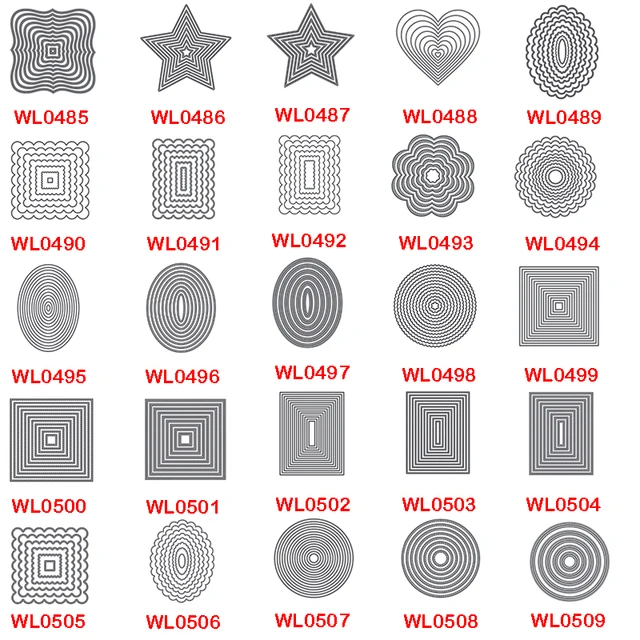 Nowe metalowe wykrojniki do scrapbookingu na rok 2025, prostokątne, kwadratowe, okrągłe, owalne, w kształcie serca i gwiazdy, szablony tła do tworzenia kartek.