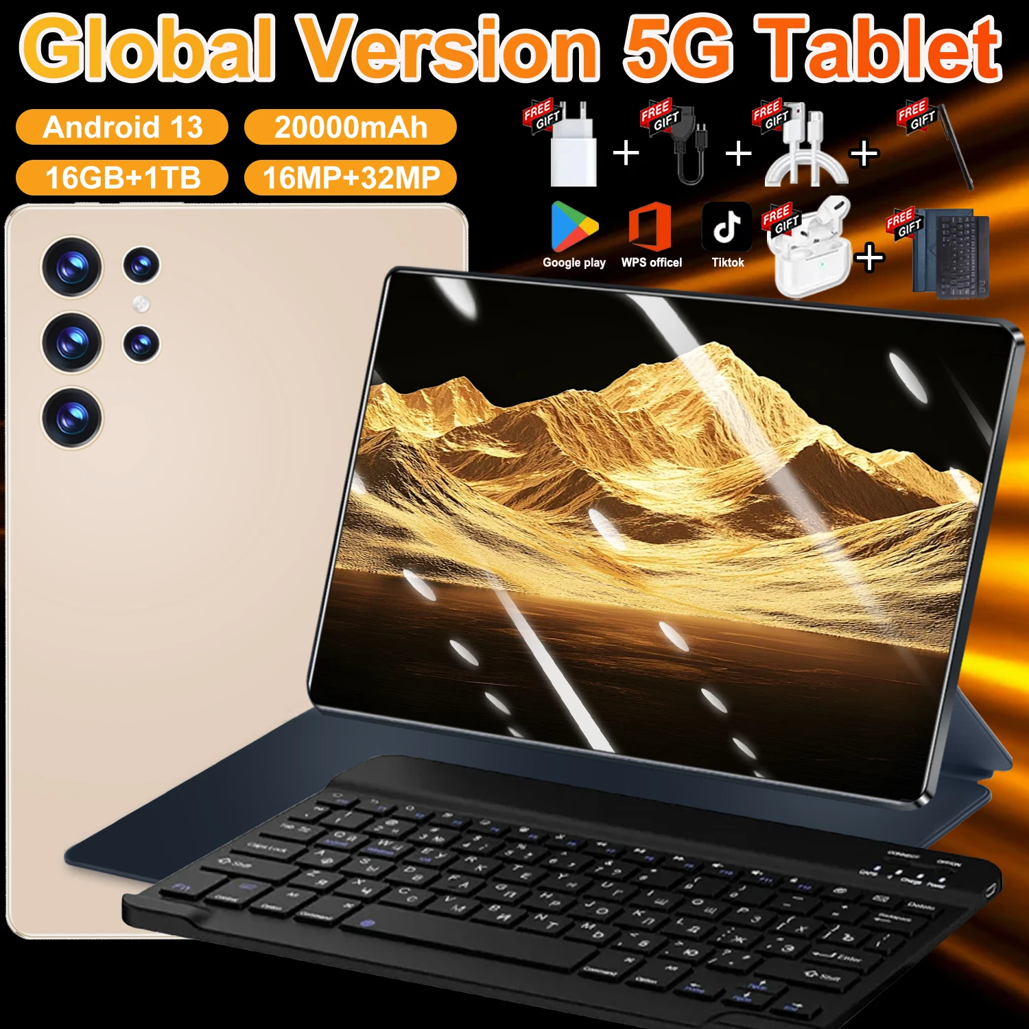 Tablet S23 Pro Versión Global 2026, Original, Nueva, 10.36 Pulgadas HD 4K, Android 14, 16GB+1T, 20000mAh, 5G, Doble SIM, Bluetooth, WiFi, GPS