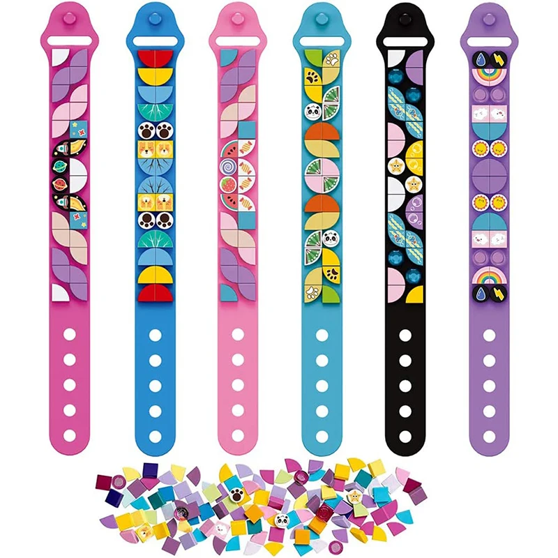 

6Pcs/set Kids Building Blocks Dots Bracelets DIY Creative Craft Friendship Bracelet Making Kit for Kids Birthday Holiday Gift