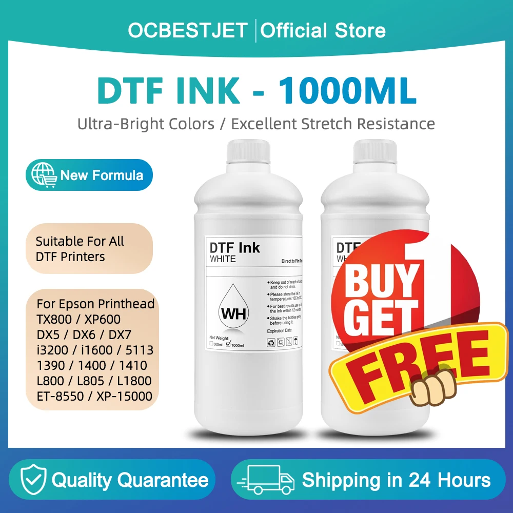 (Kup 1, drugi gratis) 1000ML Tusz DTF do transferu na folii PET do drukarek Epson L800 L1800 XP-15000 XP600 TX800 P600 P800 DX5 DX7 i3200 i1600 4720