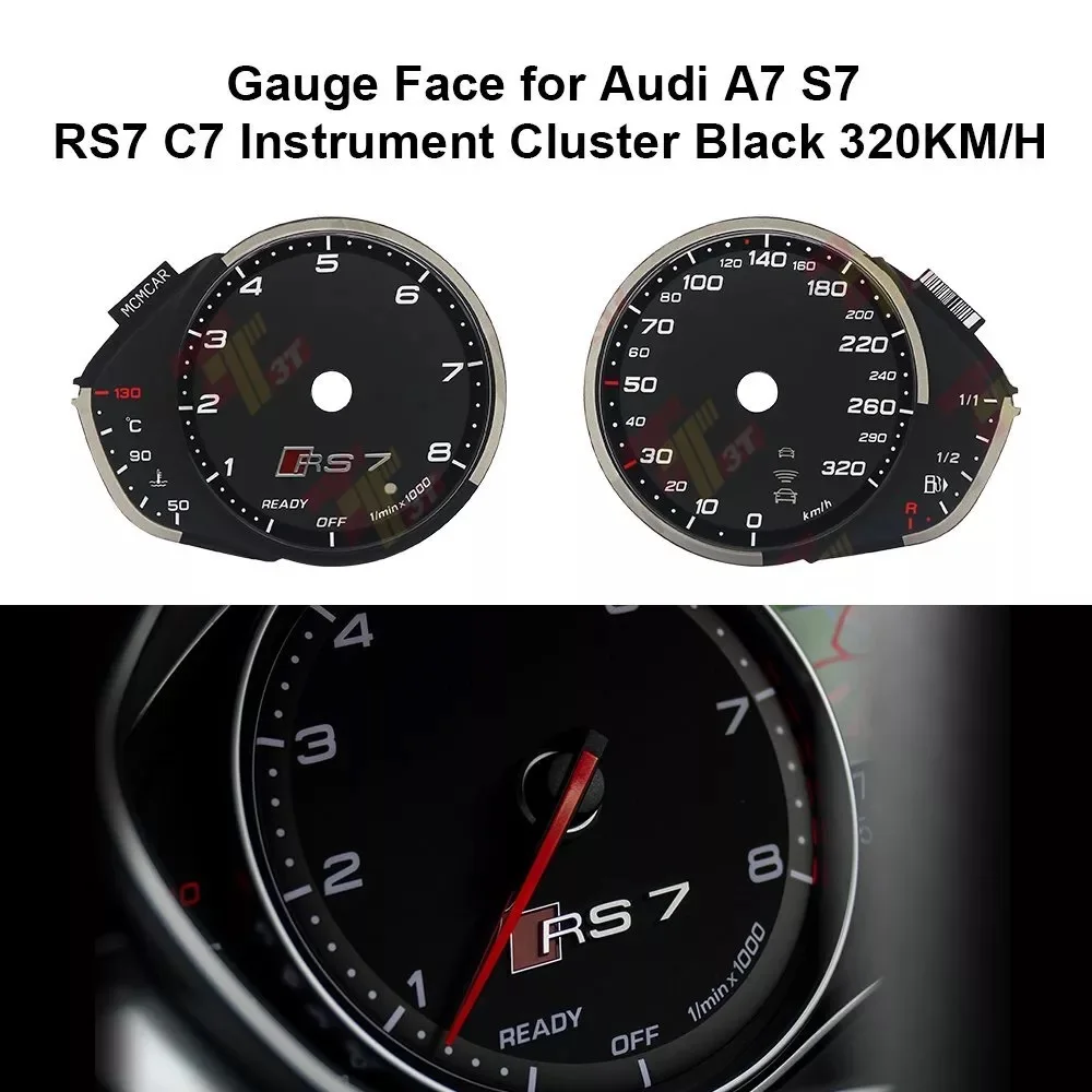 Gauge Face for Audi A7 S7 RS7 C7 Instrument Cluster Color in Black 320KM/H