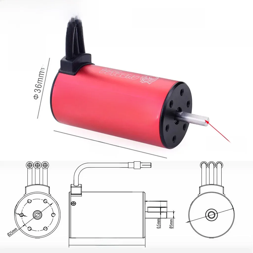 SURPASS HOBBY KK 3670 Wasserdichter bürstenloser Motor 1100 KV 1350 KV 1700 KV 2050 KV 2650 KV 2850 KV für 1/10 1/8 RC Drift Racing Off-Road