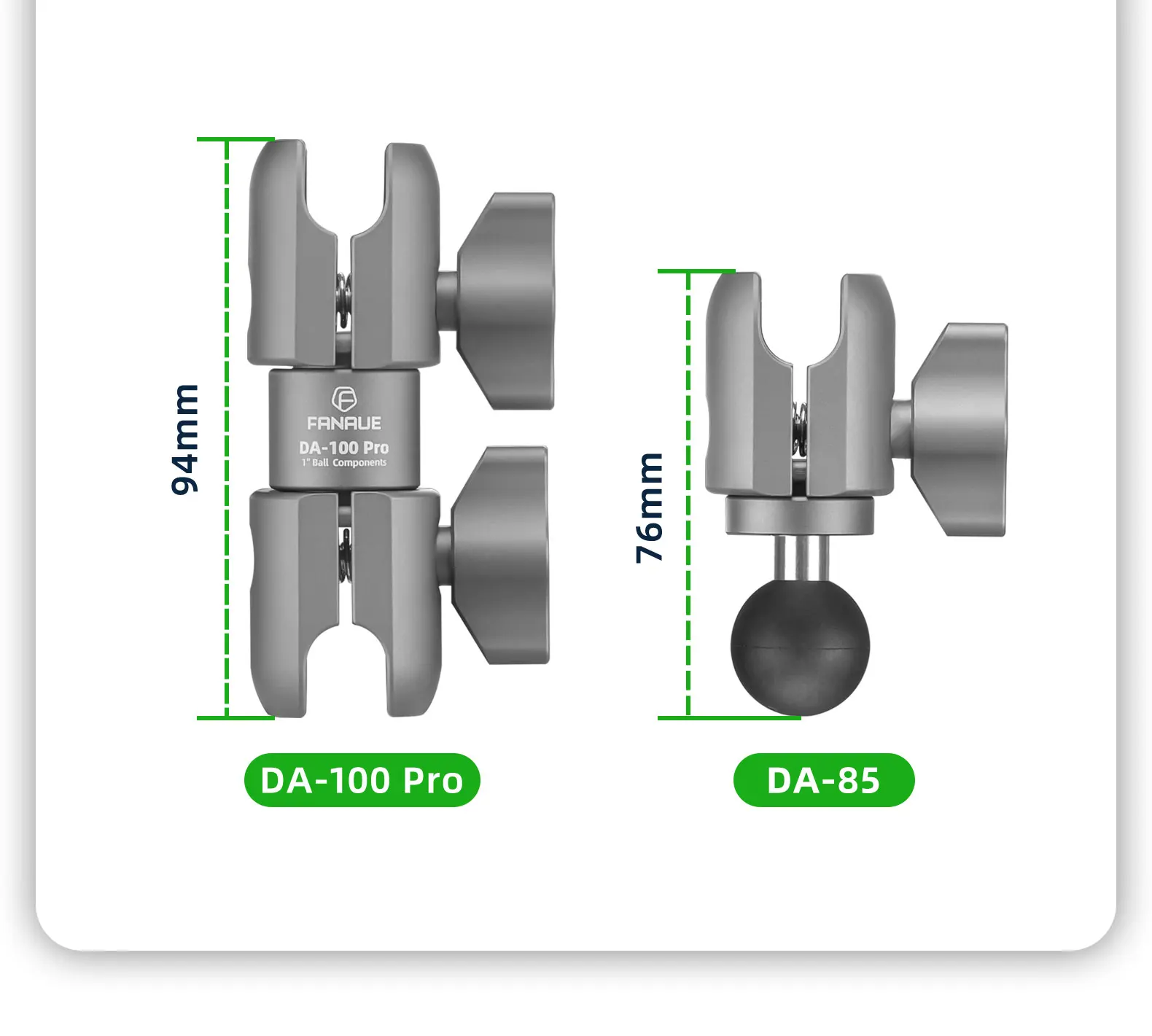 FANAUE Aluminiumlegierung Doppelsockelarm 25 MM/1 Zoll Kugelkopfhalterung Klemmhalterung für Fahrrad Motorrad Kamera für RAM MOUNTS – Detail 14