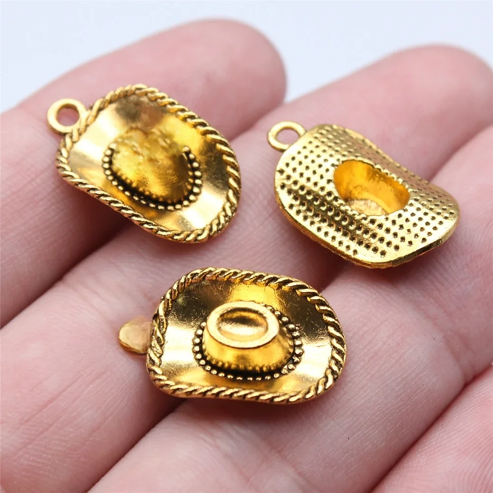 WYSIWYG 10 sztuk 23x13mm kowbojski kapelusz urok zawieszki do tworzenia biżuterii — zdjęcie 2
