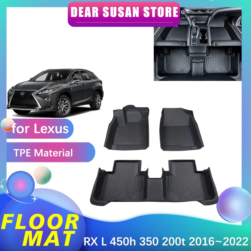 Car Floor Mat For Lexus RX L 450h 350 AL20 200t F Sport 2016~2022 Foot Parts TPE Liner Carpet Pad Custom Cover Rug Accessories