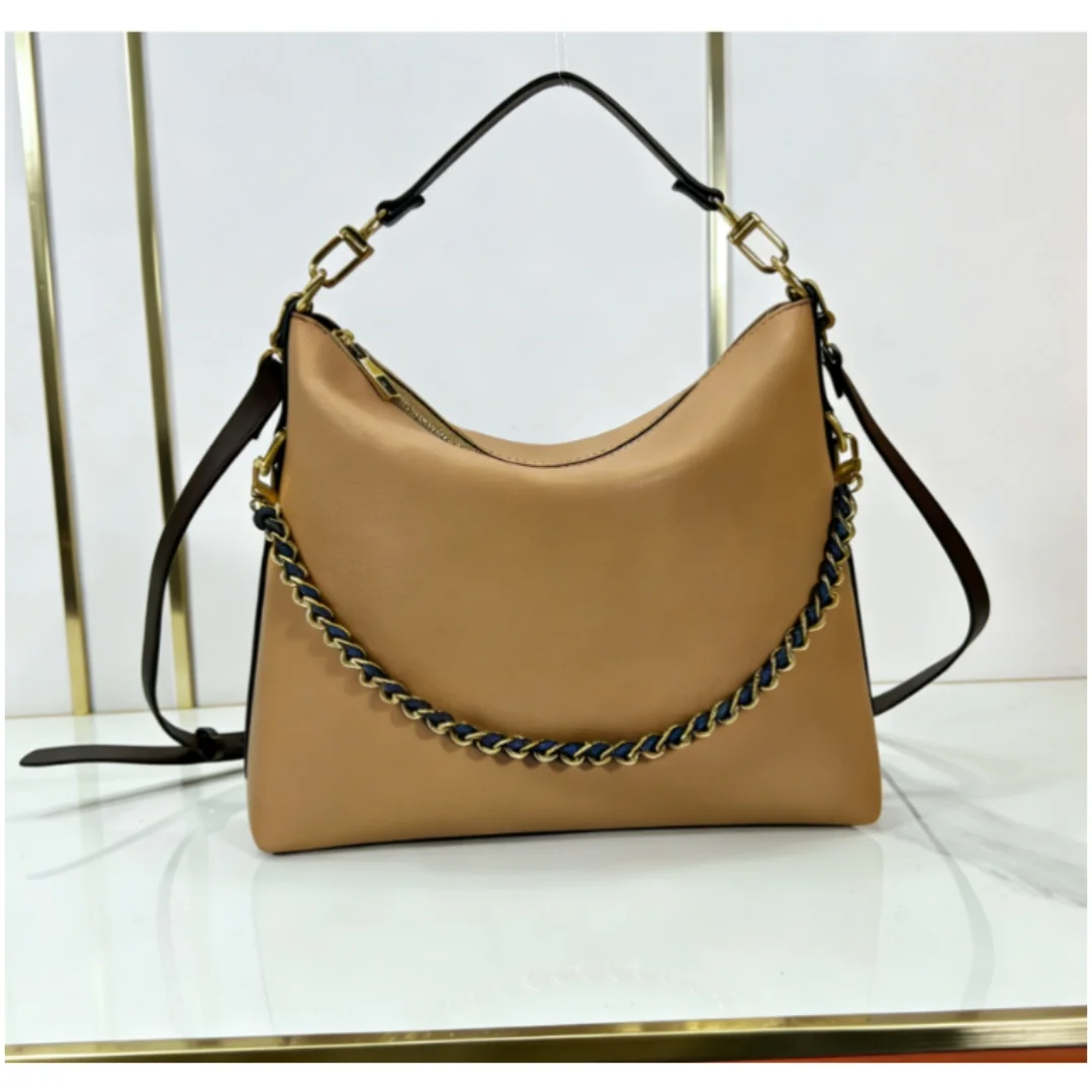 

New Size 30CM Women's Fashion Belt Letter Print Woven Chain Handhold Diagonal Span Large Capacity Bag No Box