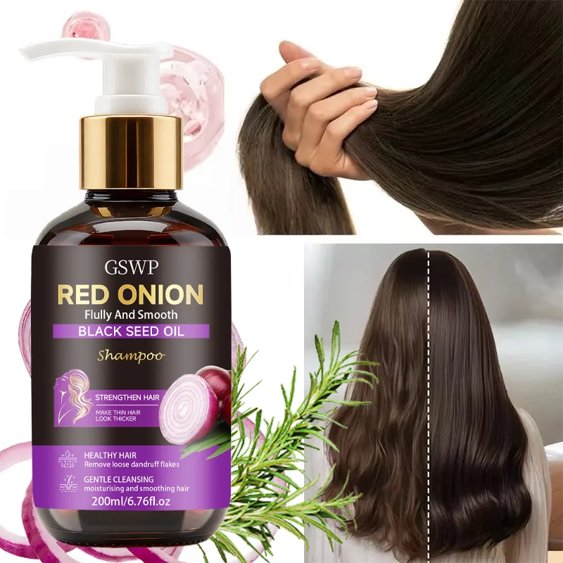 GSWP Red Onion Shampoo. Rich lather, gentle cleansing. Leaves hair looking voluminous, soft and smooth. 200ml