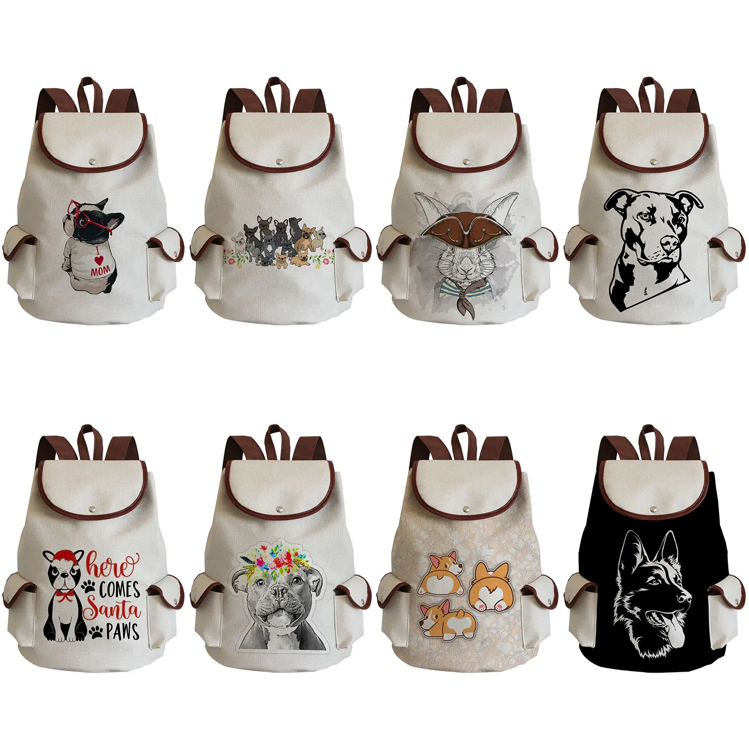 

Hot Sale Women's Backpack Kawaii Dog Customize Backpack French Bulldog Bull Terrier Cute High Capacity Backpacks For Students