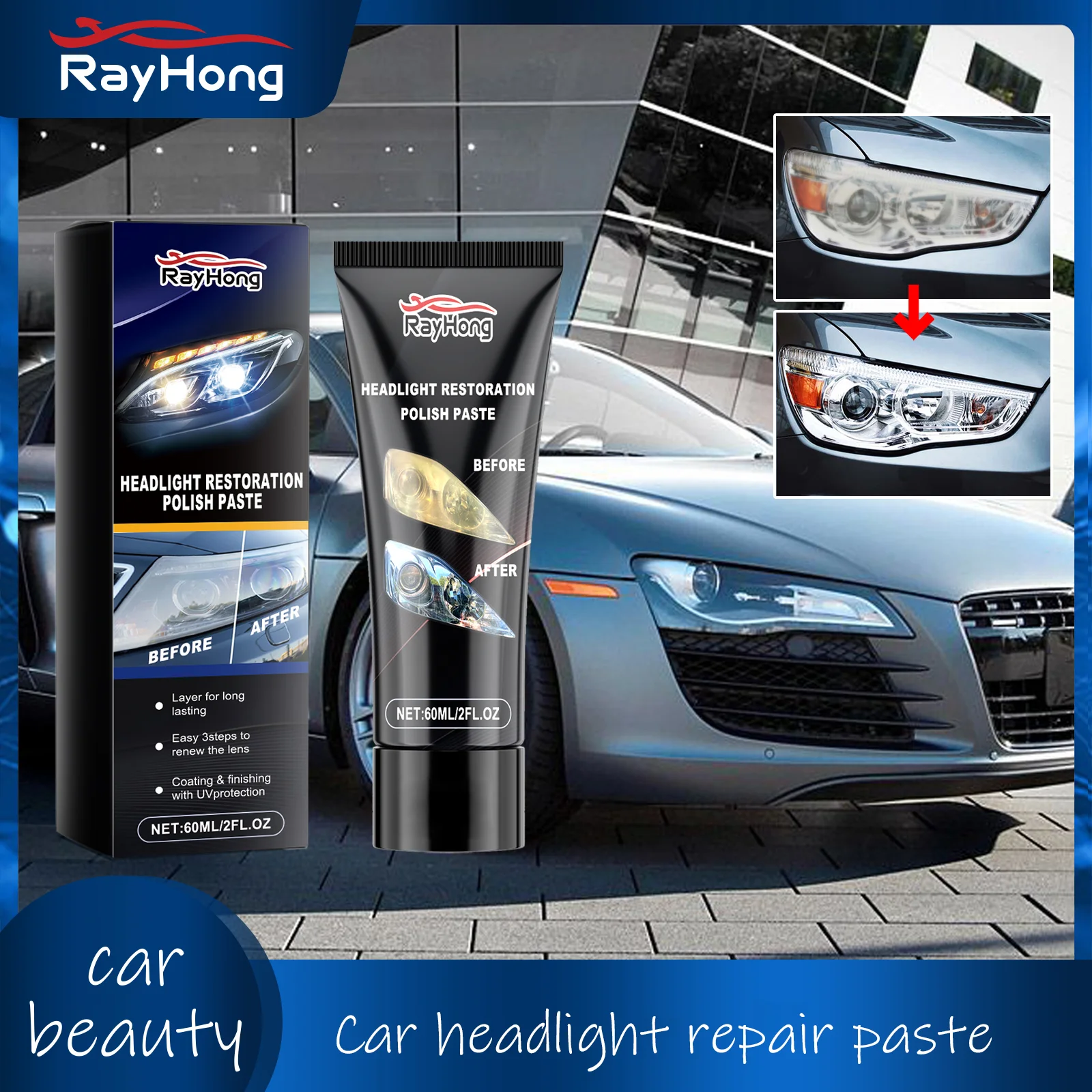 Headlight Restoration Polish Paste Scratch Cleaning Increases Car Renovation Headlight Polishing Accessories Brightness Wax