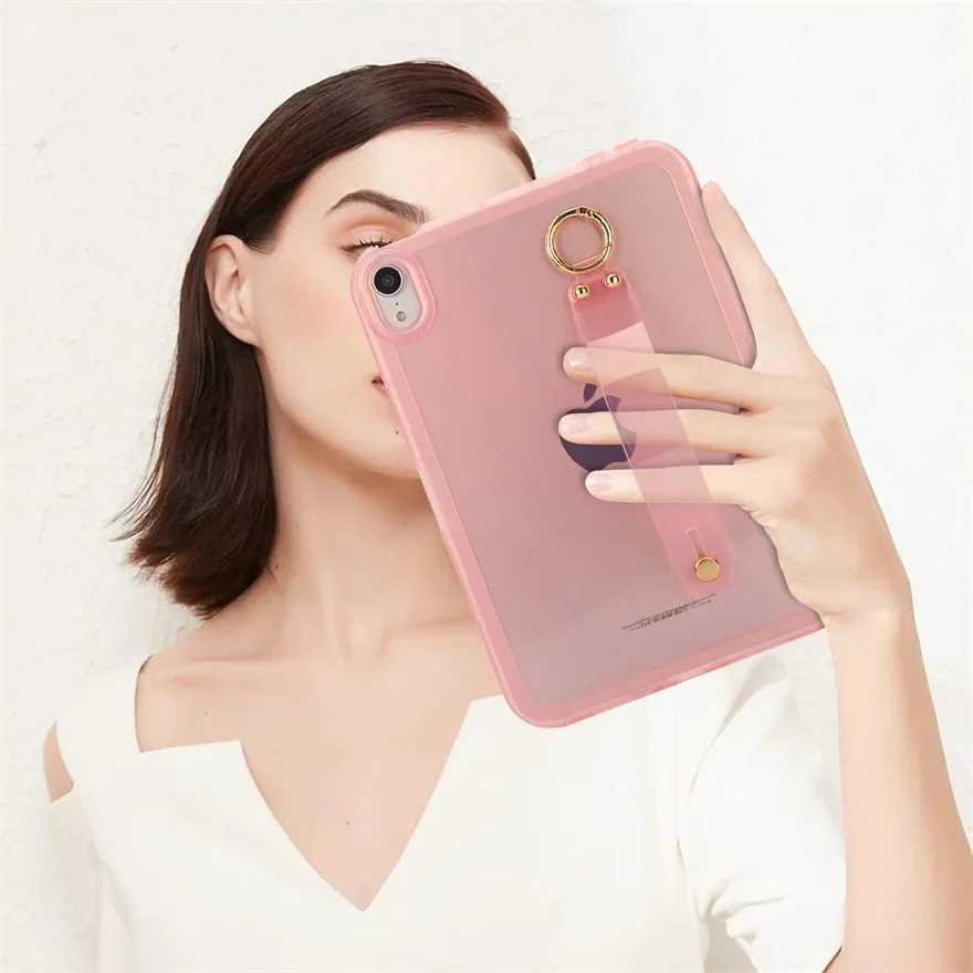 For iPad Mini 7 Case M4 2024 8.3inch TPU Shockproof Back Cover Wrist Strap Protective Shell for iPad Mini 7 8.3inch Tablet Cover