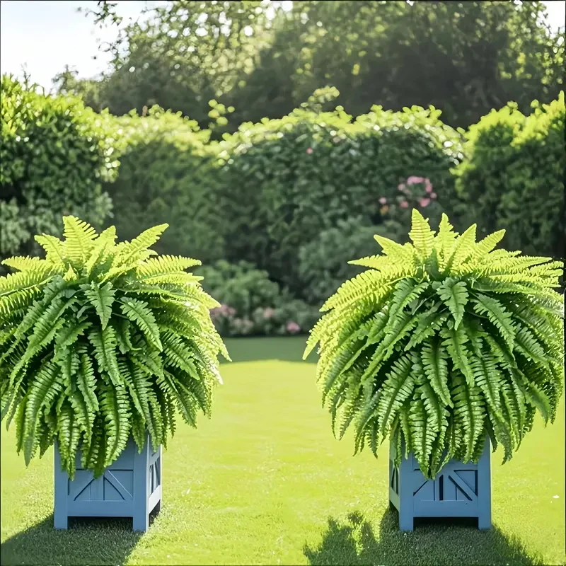 Elegant Boston fern decor; 2 pcs of high-end artificial plants, 38 lifelike leaves suitable for indoor and outdoor hanging decor