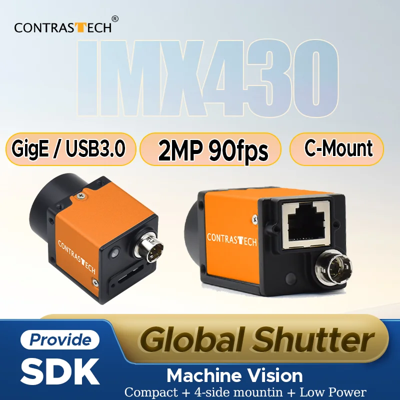2MP Global Shutter Industrial Vision Camera IMX430 1624×1240 GigE / USB3 Vision Mono/Color for Machine Vision Inspection