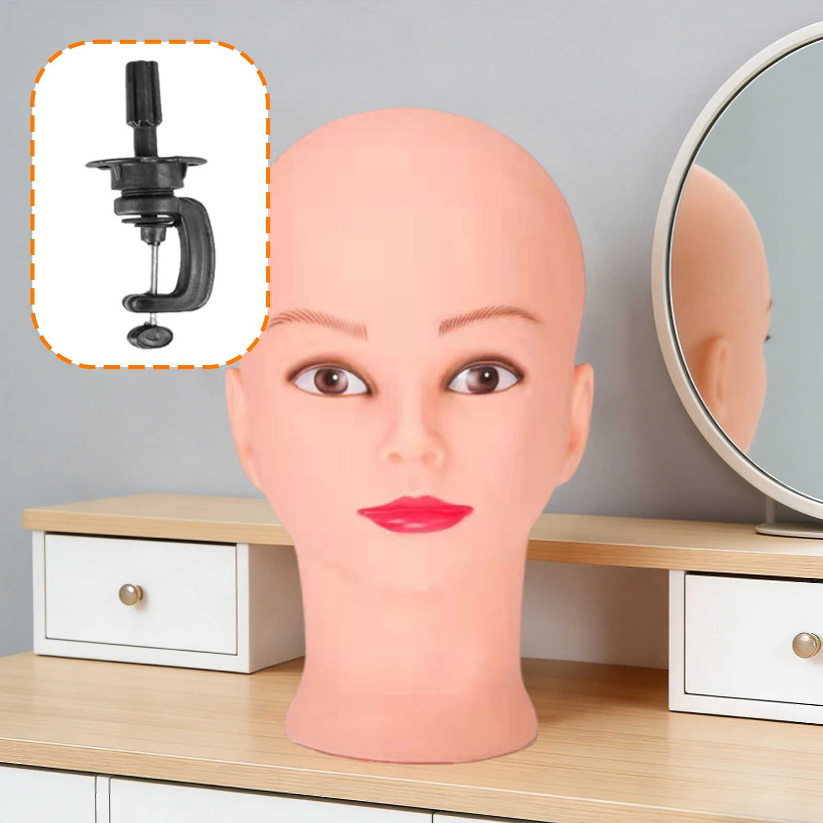 Mannequin Display Stand Makeup Beauty Massage Doll Head Model Fake Bald Head Model Prop Hat Wig Accessory Display Soft Rubber