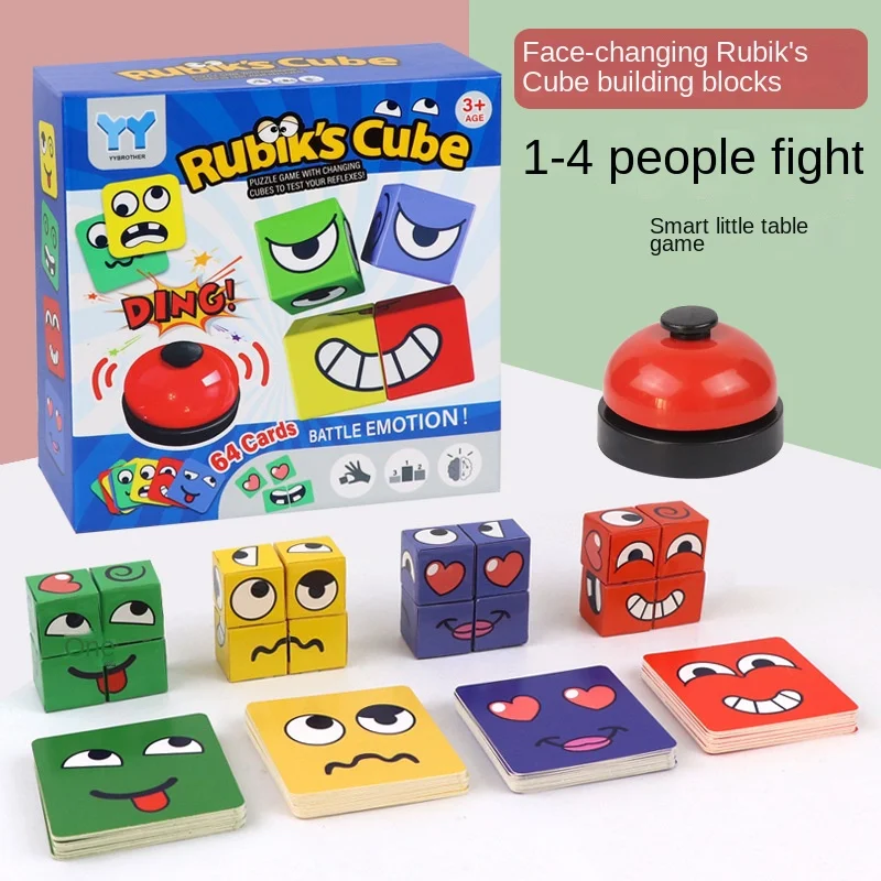 Speed Cube Expressions Matching Block Puzzles Cute Face-Changing Building Blocks Board Educational Games for Kids Christmas Gift