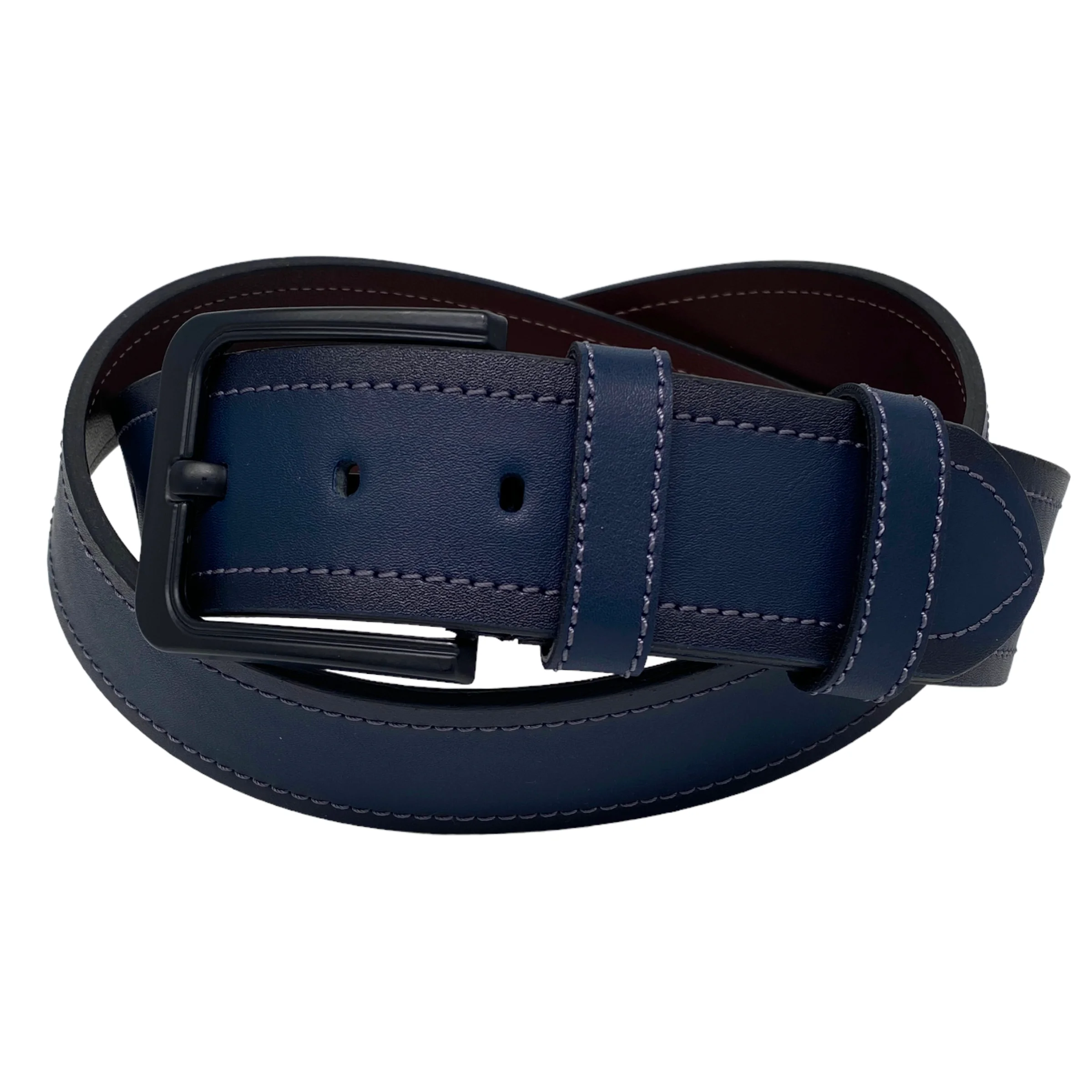 Synthetic Leather Sport Men 'S Belt Denim Jeans Pants Casual Clothing Waist Belt 4.5 cm Width Dikişli Model Stainless Buckle Navy Blue