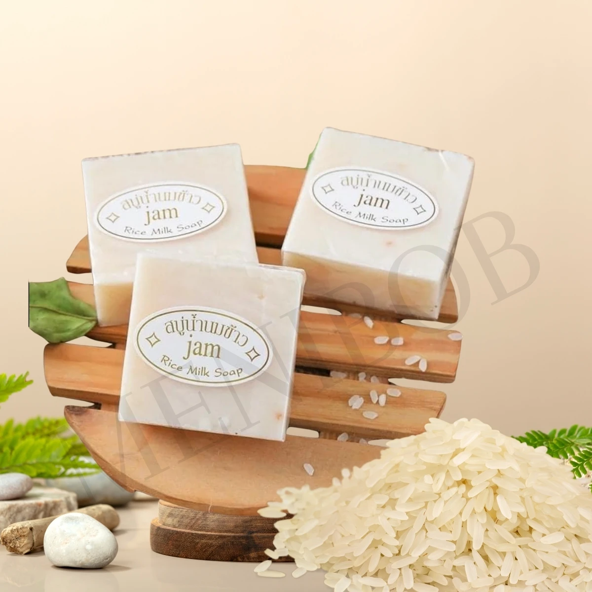 12 thailändische Reisseife, feuchtigkeitsspendend und aufhellend, für Körper und Gesicht