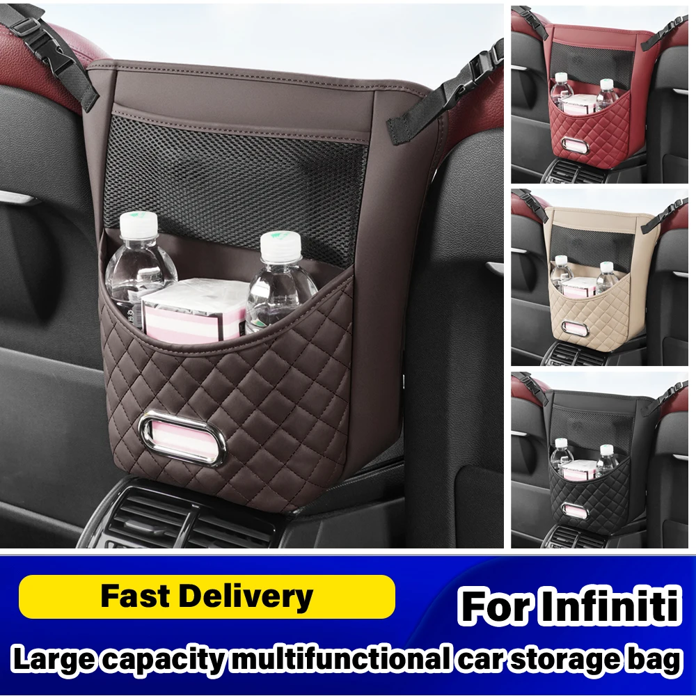 

Car Seat Storage Bag Seat Center Handbag Tissue Box Organizer For Infiniti QX30 QX50 QX60 QX70 QX80 JX3 JX35 FX G EX QX Q30 Q45