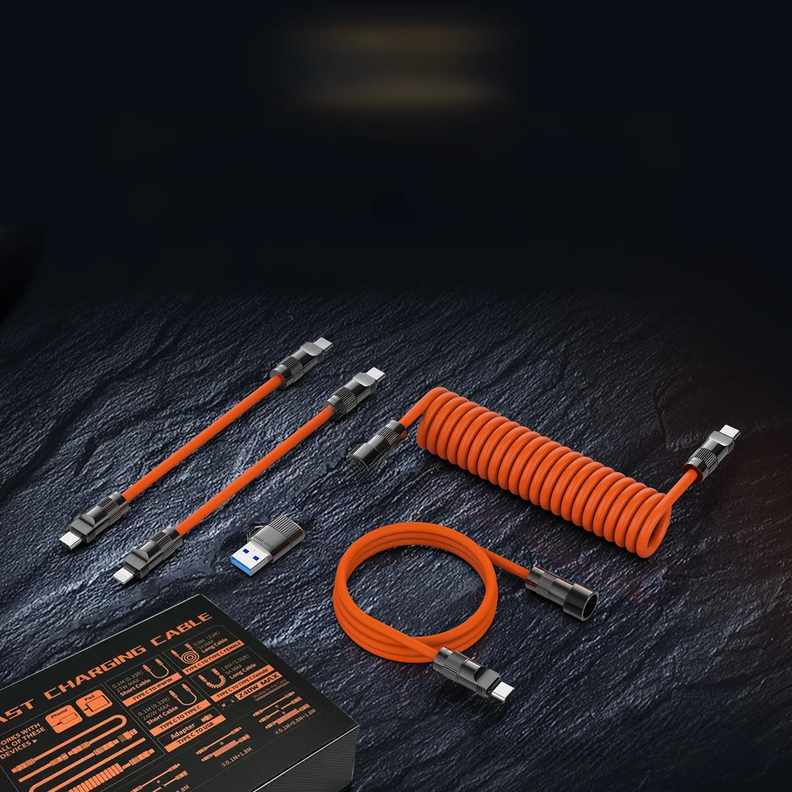 PD240W Fast Charging Cable Combination Set High Power 6A MAX Zinc Alloy+Silicone Data Cable For Samsung Iphone XIAOMI HUAWEI