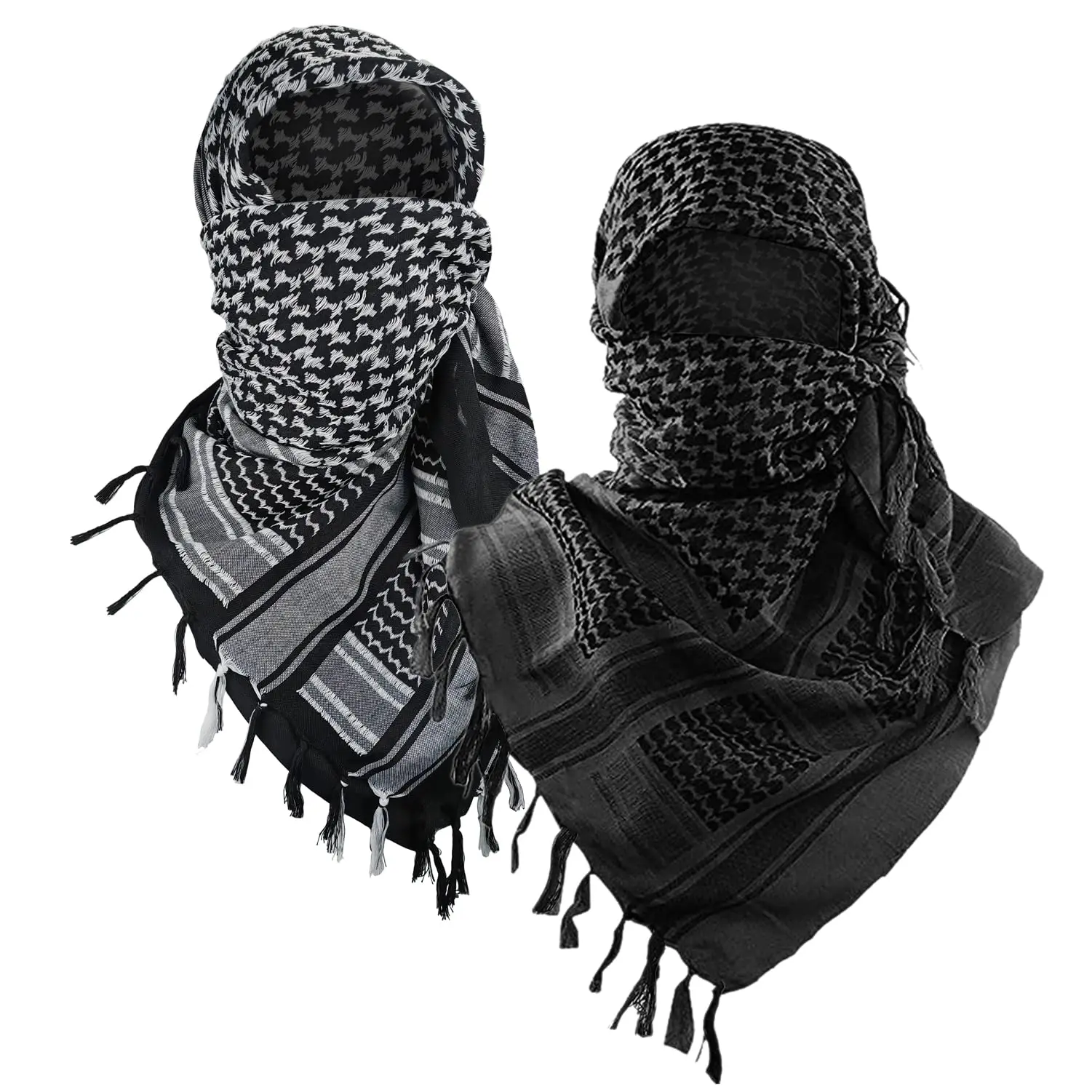 Double Red 2Pcs Military Shemagh Tactical Desert Scarf / 100% Cotton Keffiyeh Scarf Wrap for Men And Women