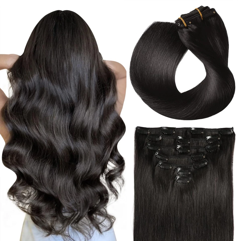 

Человеческие волосы, бразильские волосы Remy, натуральные бесшовные прямые заколки на всю голову, заколки для наращивания волос, заколки для наращивания волос для женщин