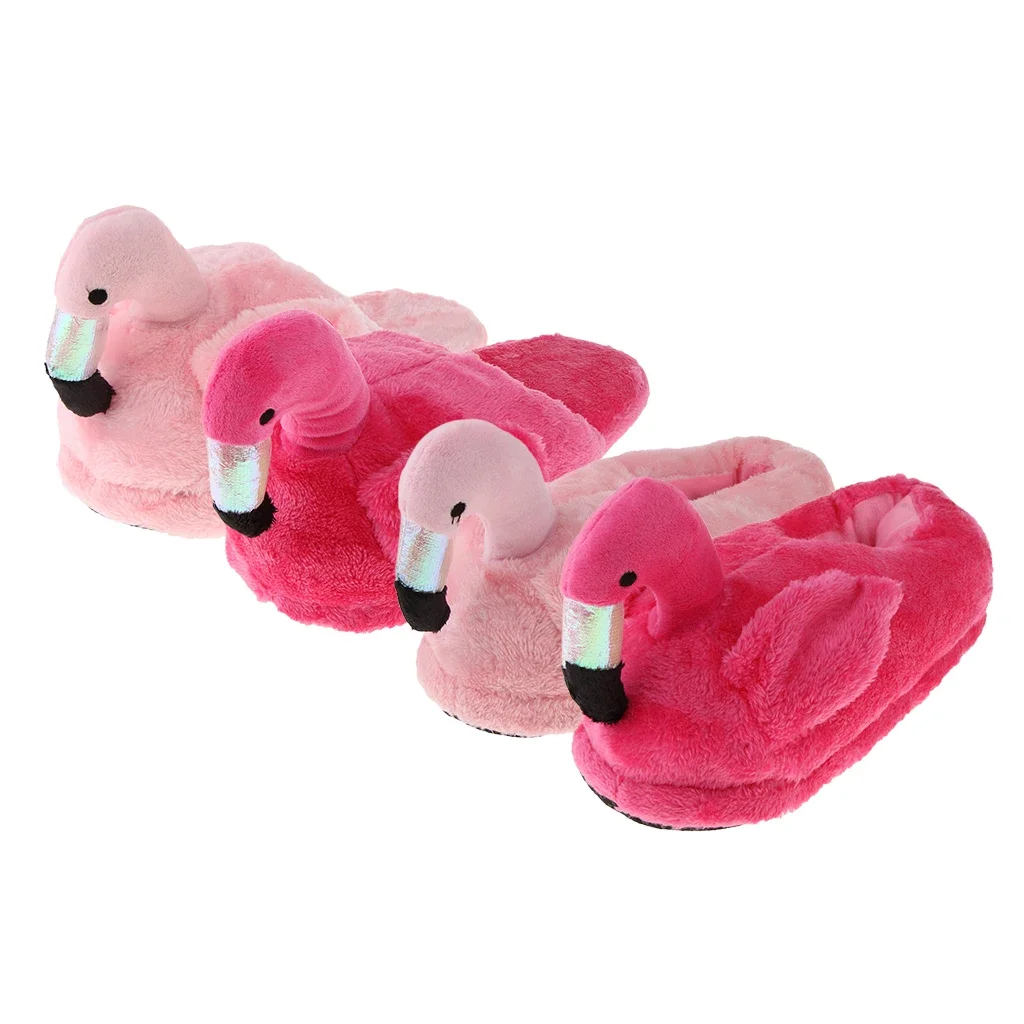 Cute Lady Teen Flamingo Miękkie pluszowe ciepłe kapcie Zimowe ciepłe kapcie domowe Kobiety Zwierzęta Pluszowe kapcie — zdjęcie 2