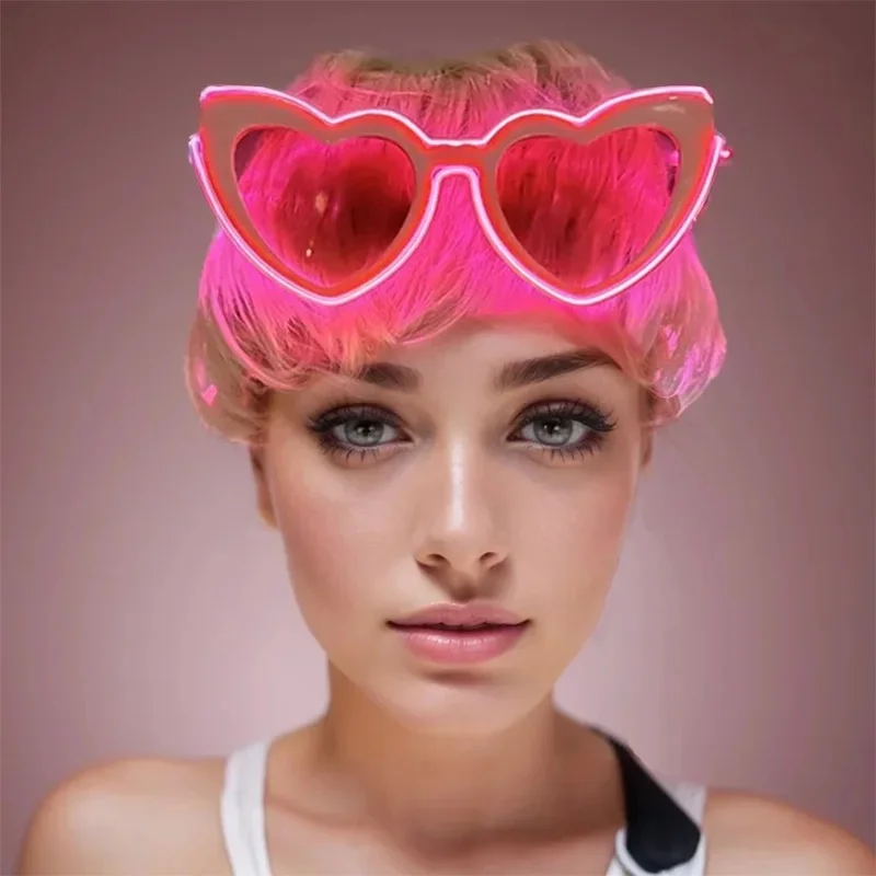 LED świecące okulary przeciwsłoneczne w kształcie serca dla kobiet styl kociego oka okulary w stylu retro wieczór panieński kostium okulary wieczór panieński Deco — zdjęcie 2