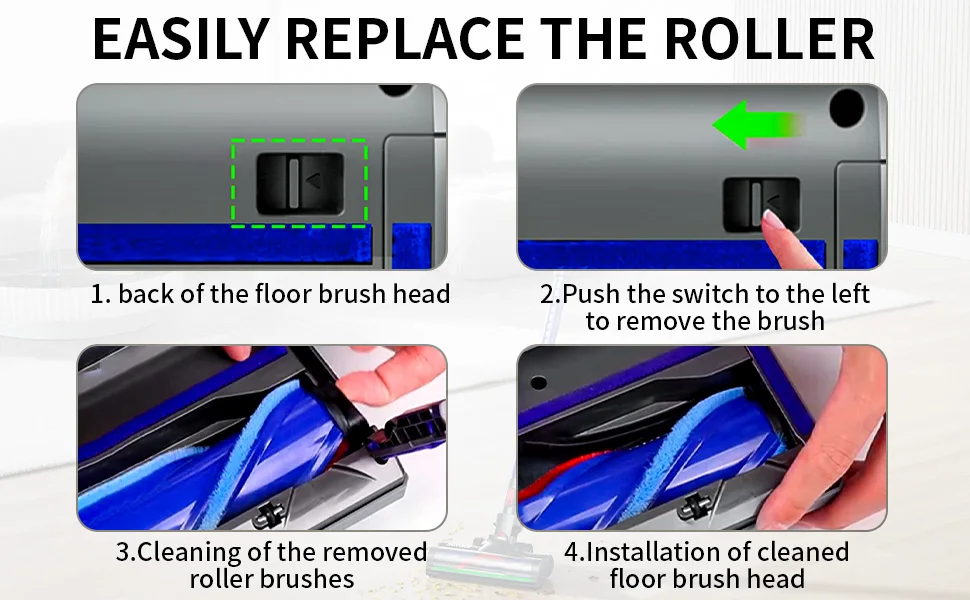 Blossom Staubsaugerkopf für Dyson V7 V8 V10 V11 V15 Boden Teppich Reinigungszubehör Handstaubsauger Rollenbürste – Detail 5