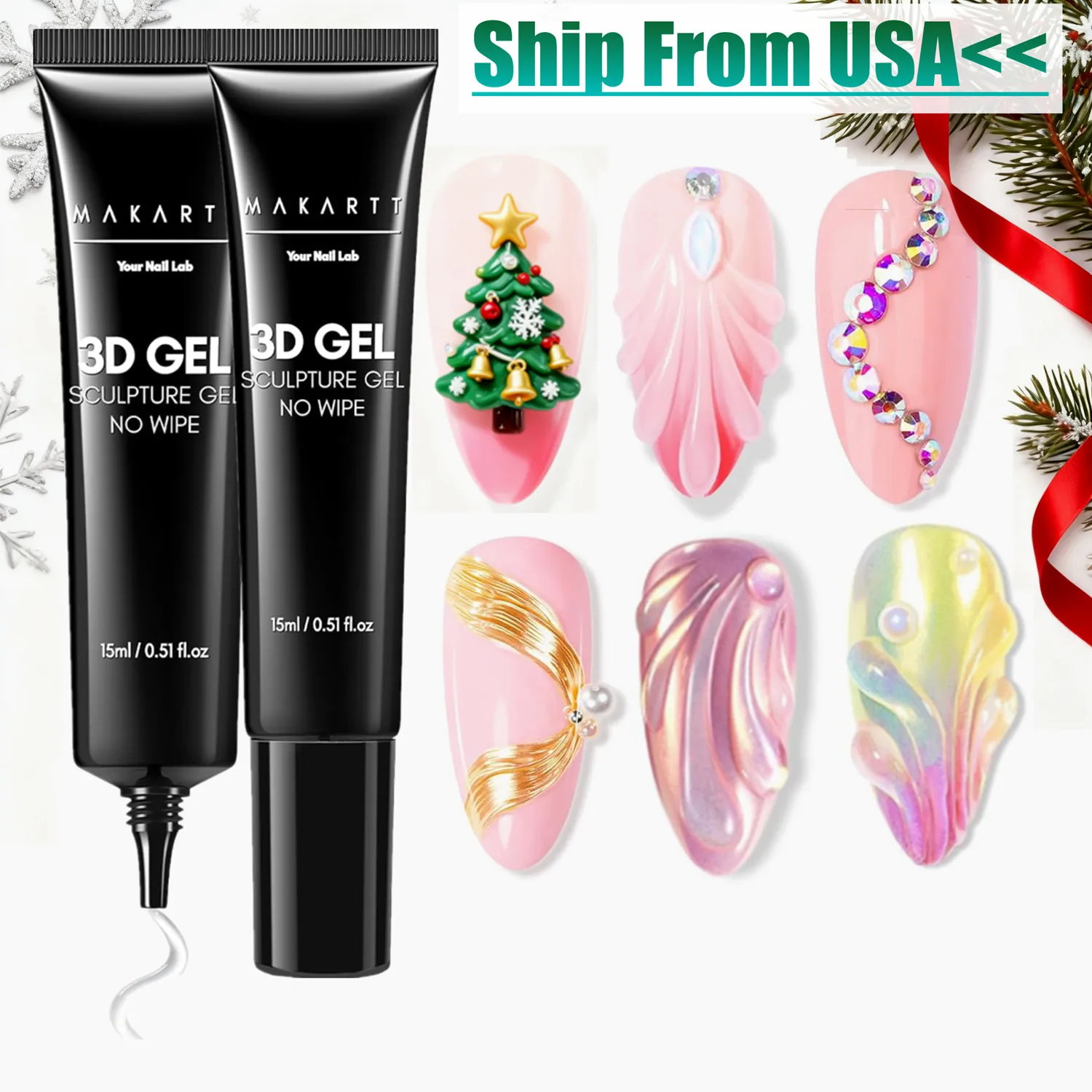 

Makartt 3D Gel - Nail Sculpting Gel Nail Glue 15g No Wipe Clear Black Gel Polish for Nail Designs DIY Nail Art Drawing, Molding