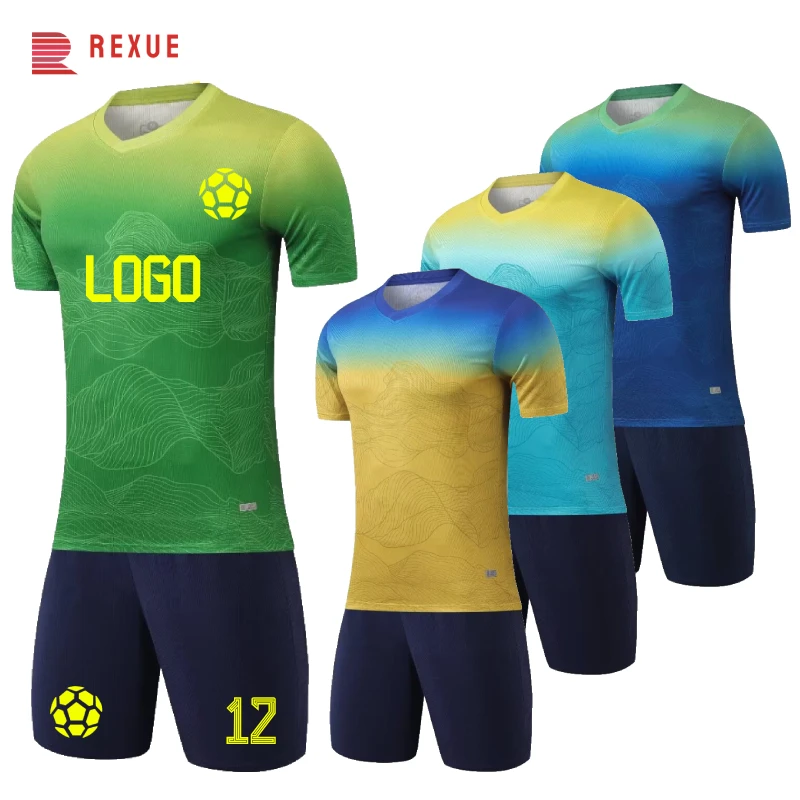 Custom Sublimation Football Jersey Sets 24/25 NEW Gradient Print Soccer Uniform Club For Men Kids Team Training Sports Suit