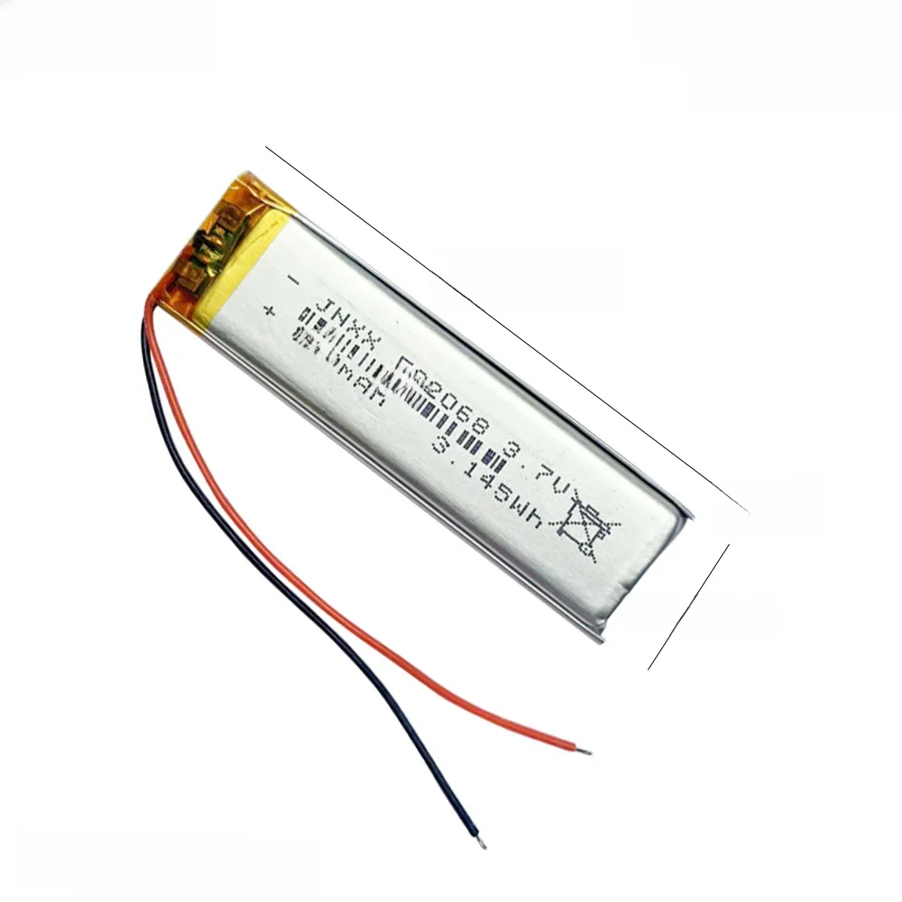 1-20pcs 3.7V Polymer lithium battery 522068 For Electronic products small fan digital LED light Rechargeable battery 850mAh