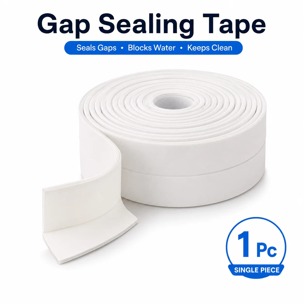 Waterproof Caulk Strip for Bathroom and Kitchen, Self Adhesive Seal Tape for Sink Bathtub Countertop Gap Sealing, Mold Resistant Waterproof Sealing Tape