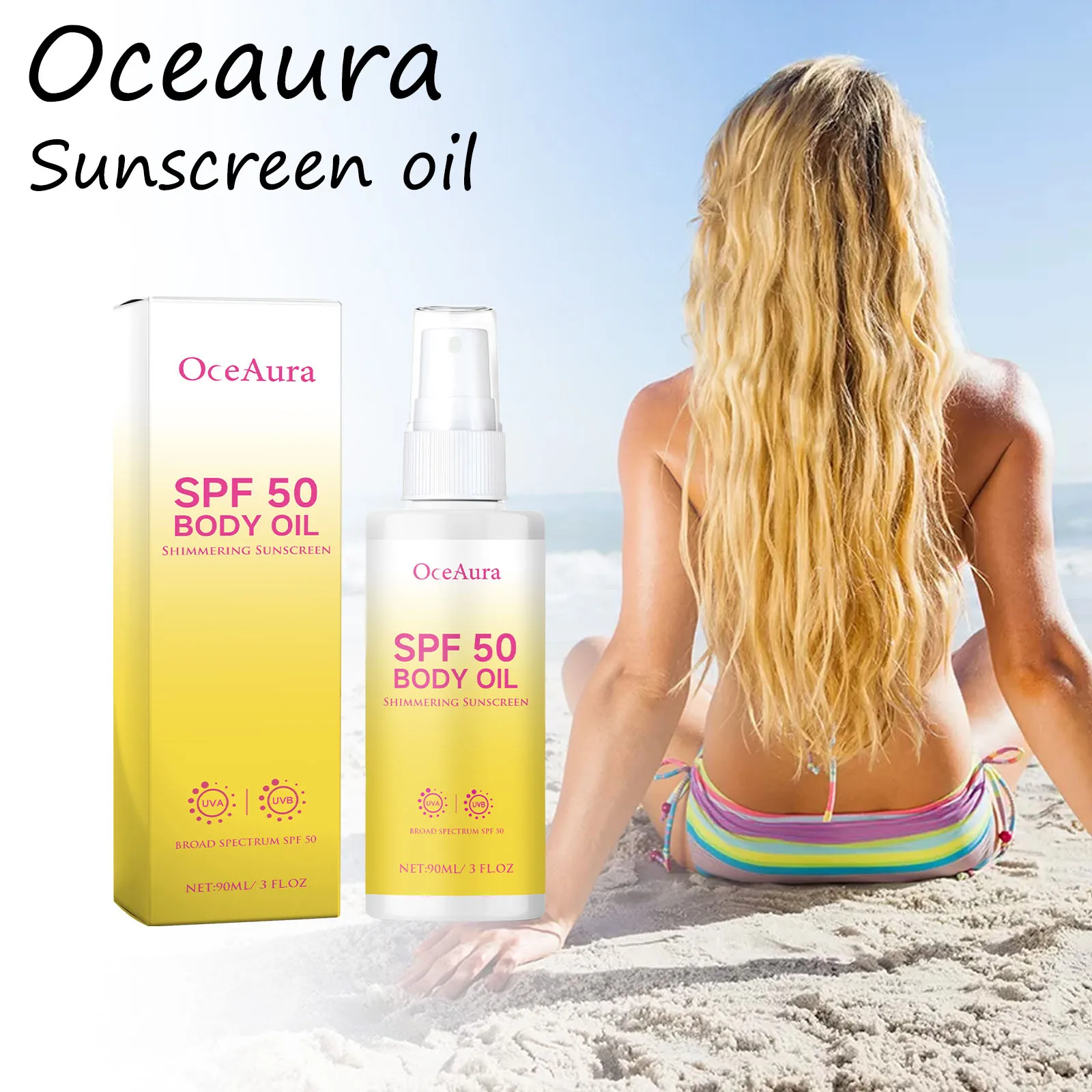 

Солнцезащитный крем Oceaura, масло для тела, защита кожи, предотвращение повреждения солнца, увлажнение, уменьшение сухости, нелипкое, задержка старения, солнцезащитное масло