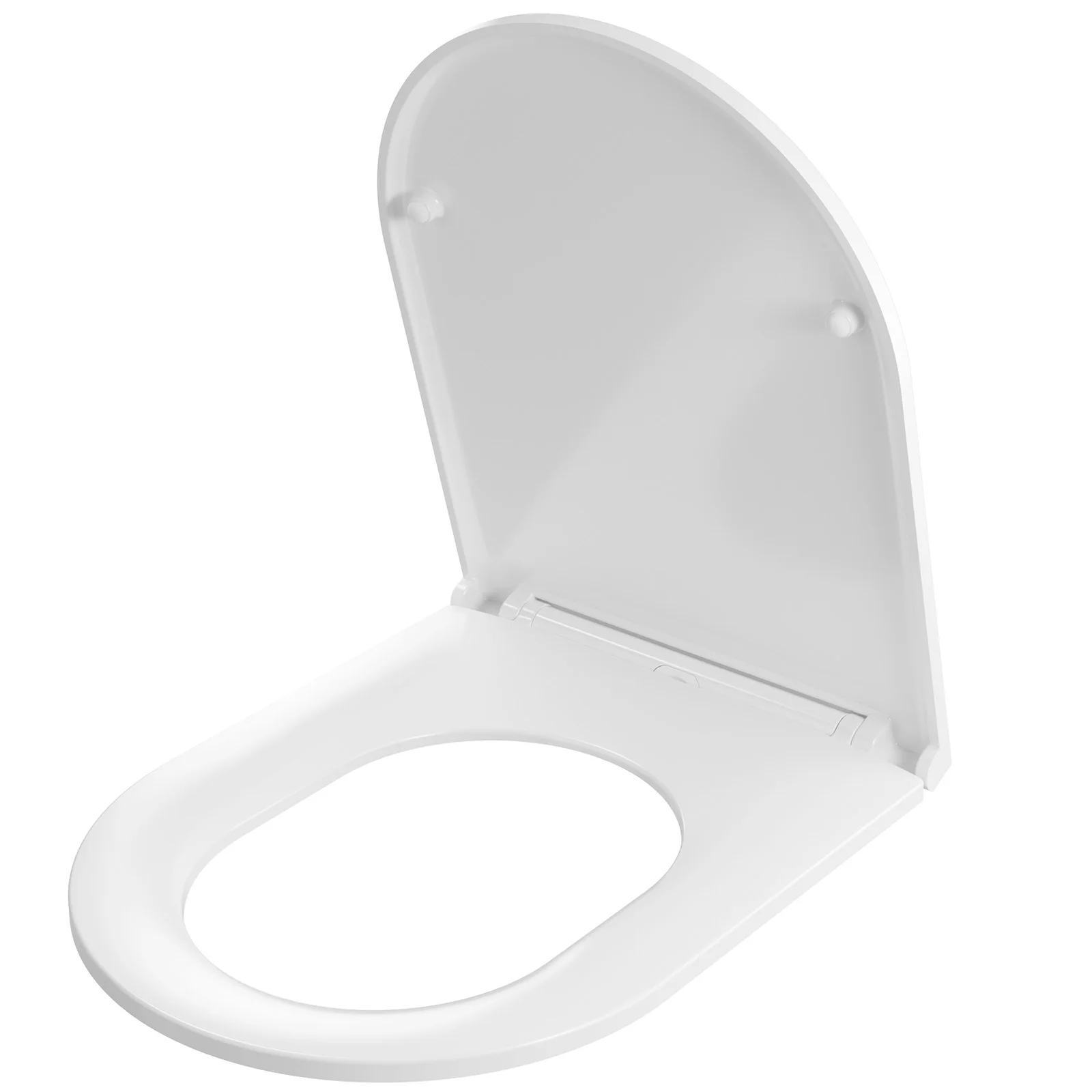 WC-Sitz D Form 46 x 36 cm Weiß Duroplast Toilettendeckel mit Absenkautomatik und Schnellbefestigung Heavy Duty 175kg Belastbar Kratzfest Langlebig Einfache Montage