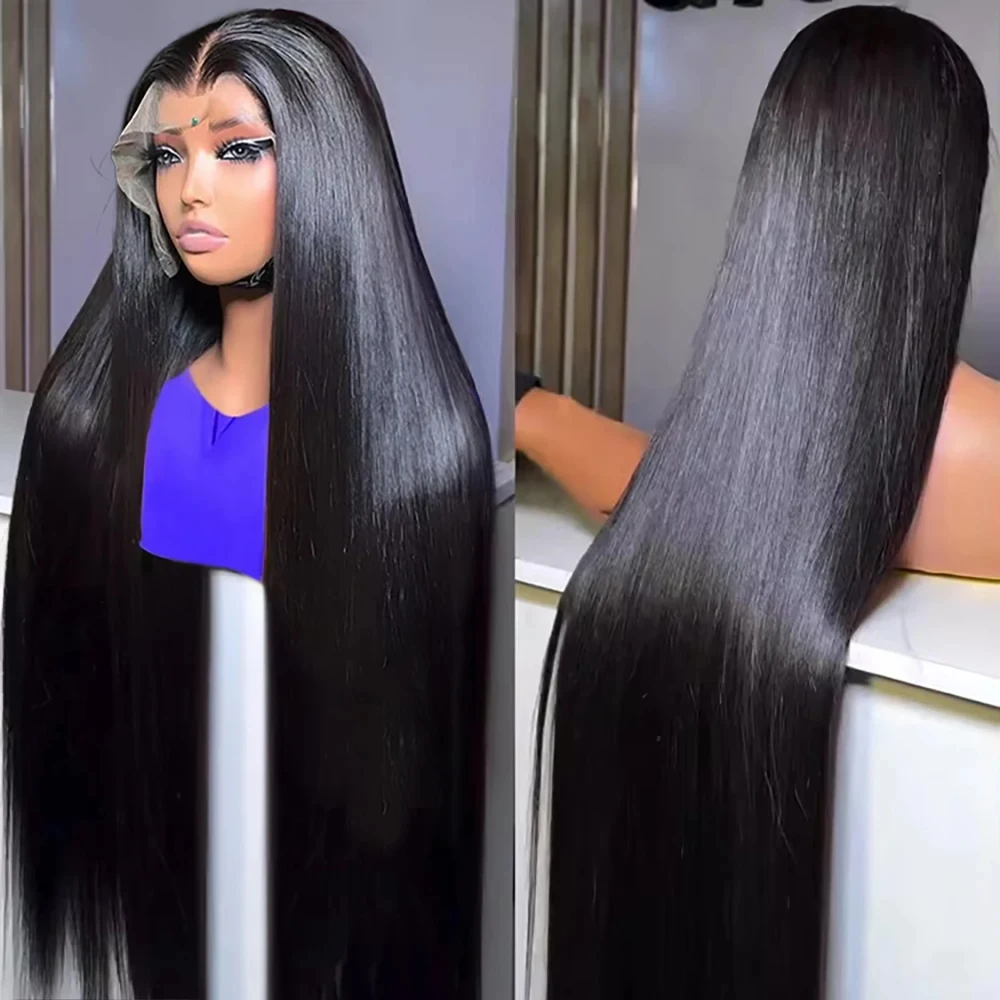 

Mossily 30 42 дюйма HD 13x6 Кружевные фронтальные парики Человеческие волосы Прямой черный 100% необработанный парик Бразильский предварительно сорванный фронт шнурка Плотность 220