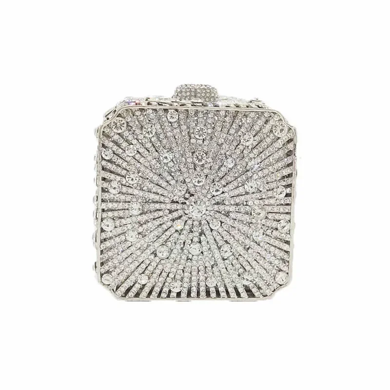 Boutique De FGG (w magazynie) kryształowa kopertówka wieczorowa damska torba ślubna ślubna Minaudiere Box Rhinestone torebki i portmonetki — zdjęcie 2