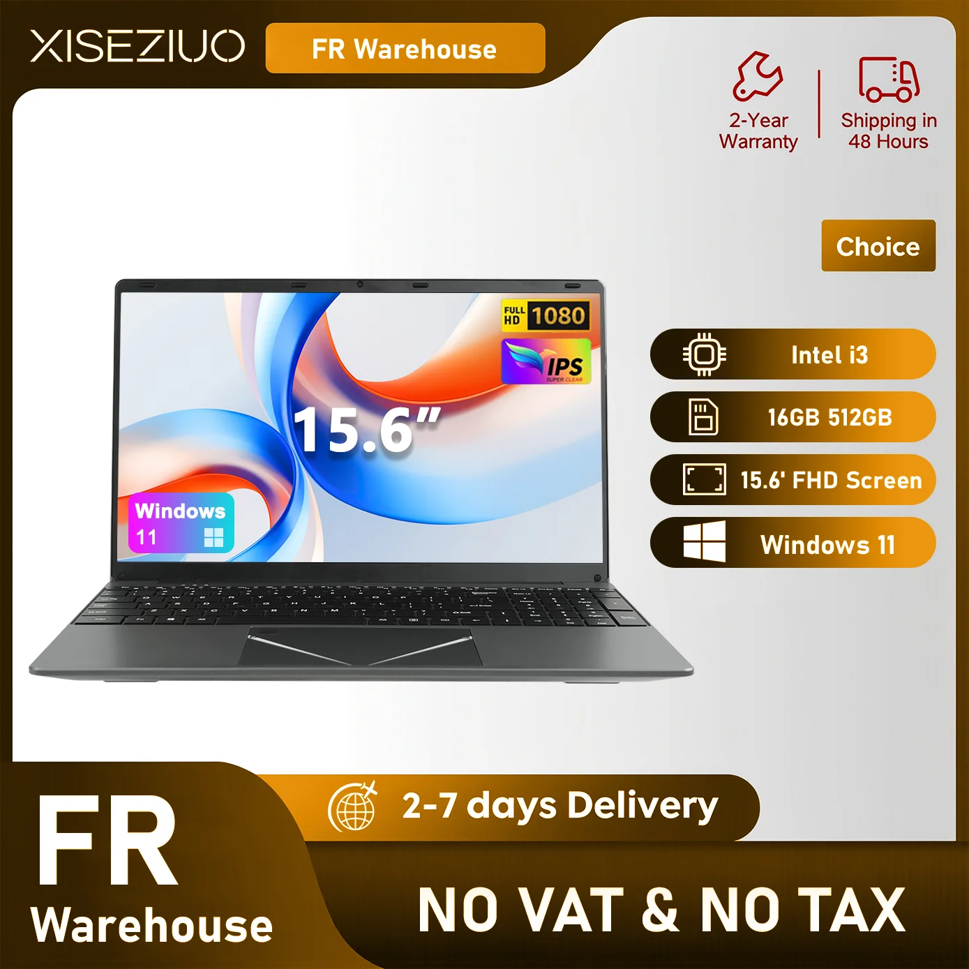 2026 Nouveau Ordinateur Portable 15,6" Full HD PC Portable - Intel Core i3 Processeur CUP ,8Go / 16Go RAM 256Go / 512Go SSD, PC Portable Étudiant FHD IPS Avec Clavier Rétroéclairé, Déverrouillage Des Empreintes Digitales Audio HD, Légère, Pavé Numérique