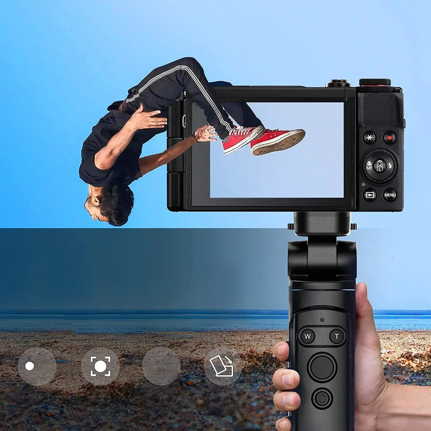 Drahtlose Fernbedienung Grip Stativ für Canon EOS R7 R6 R5 6DII 200DII 90D M6II 850D M50II G5XII