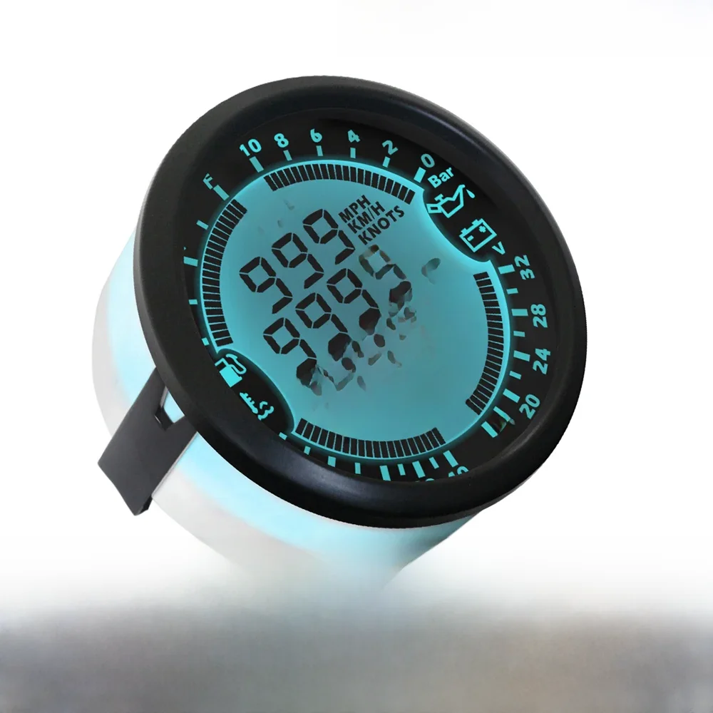 Nowy wielofunkcyjny miernik 6 w 1 Samochodowy łódź 85 mm GPS Prędkościomierz Ciężarówka Łódź Cyfrowy LCD Prędkościomierz Tachometr 0-10Bar — zdjęcie 2