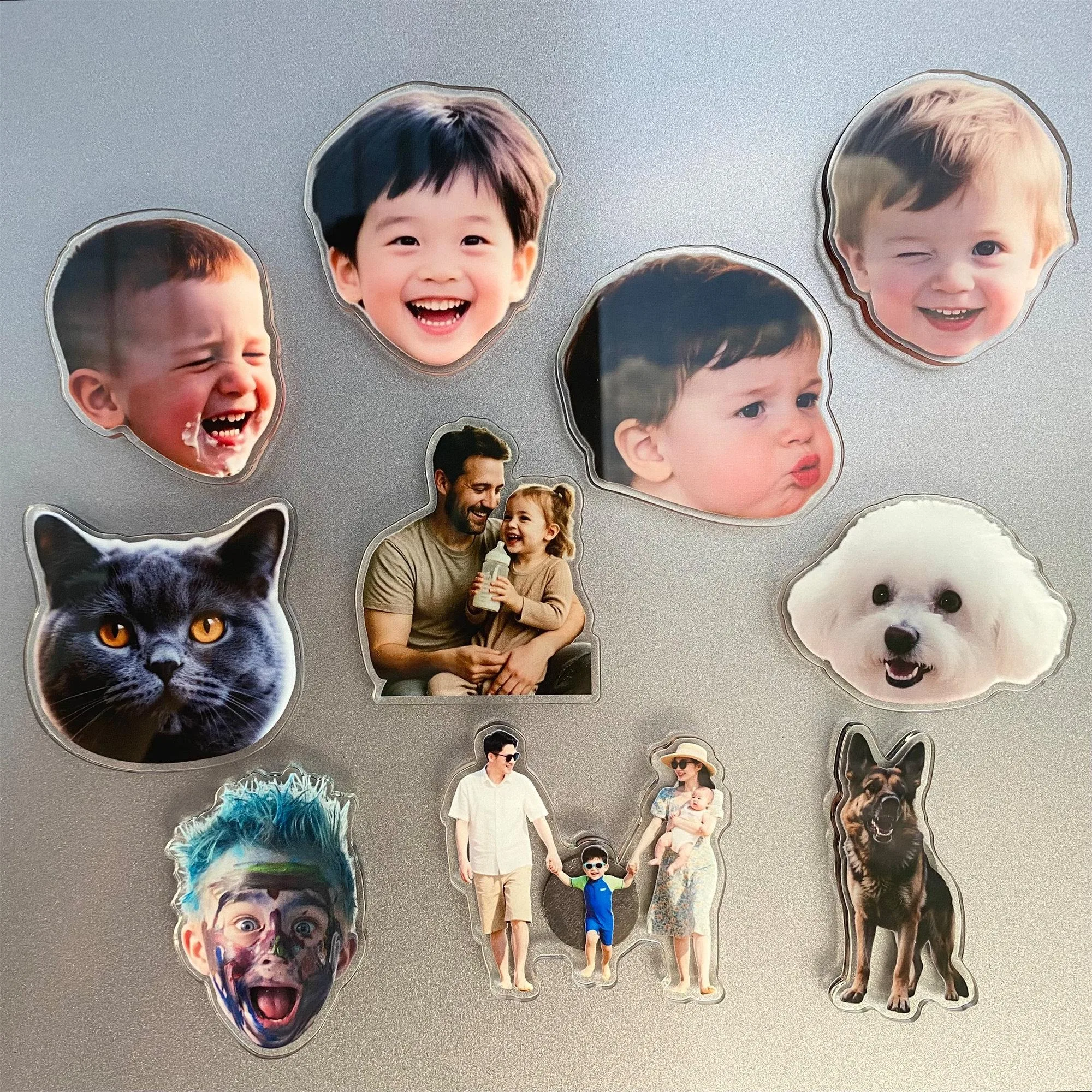 Family Photo Fridge Magnets, Custom Photo Freezer stickers, cute kids Face Prints, Family Vacation Photo Gifts