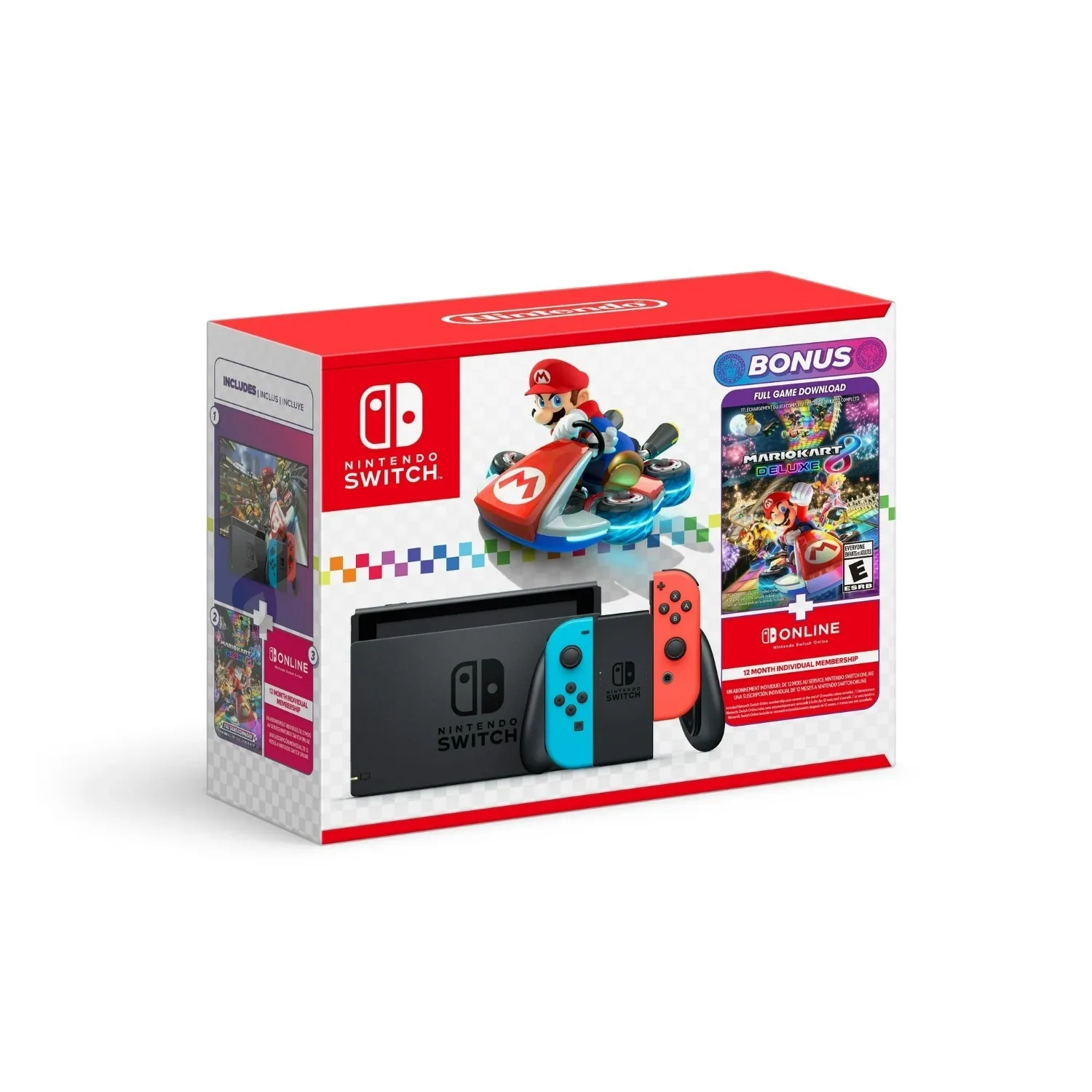 Nintendo Switch Console Bundle with Mario Kart 8 Deluxe Game, Joy-Con Controllers and Portable Hybrid Gaming System