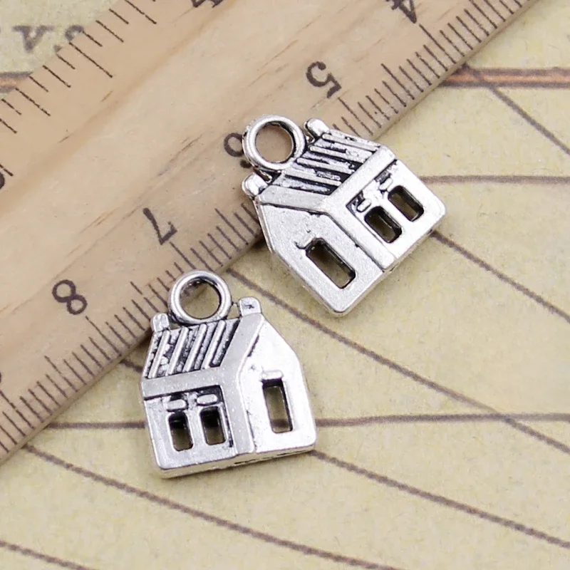 10 sztuk Charms domek kabinowy 14x18mm tybetański srebrny kolor wisiorki antyczna biżuteria Making DIY Handmade Craft wisiorek — zdjęcie 2