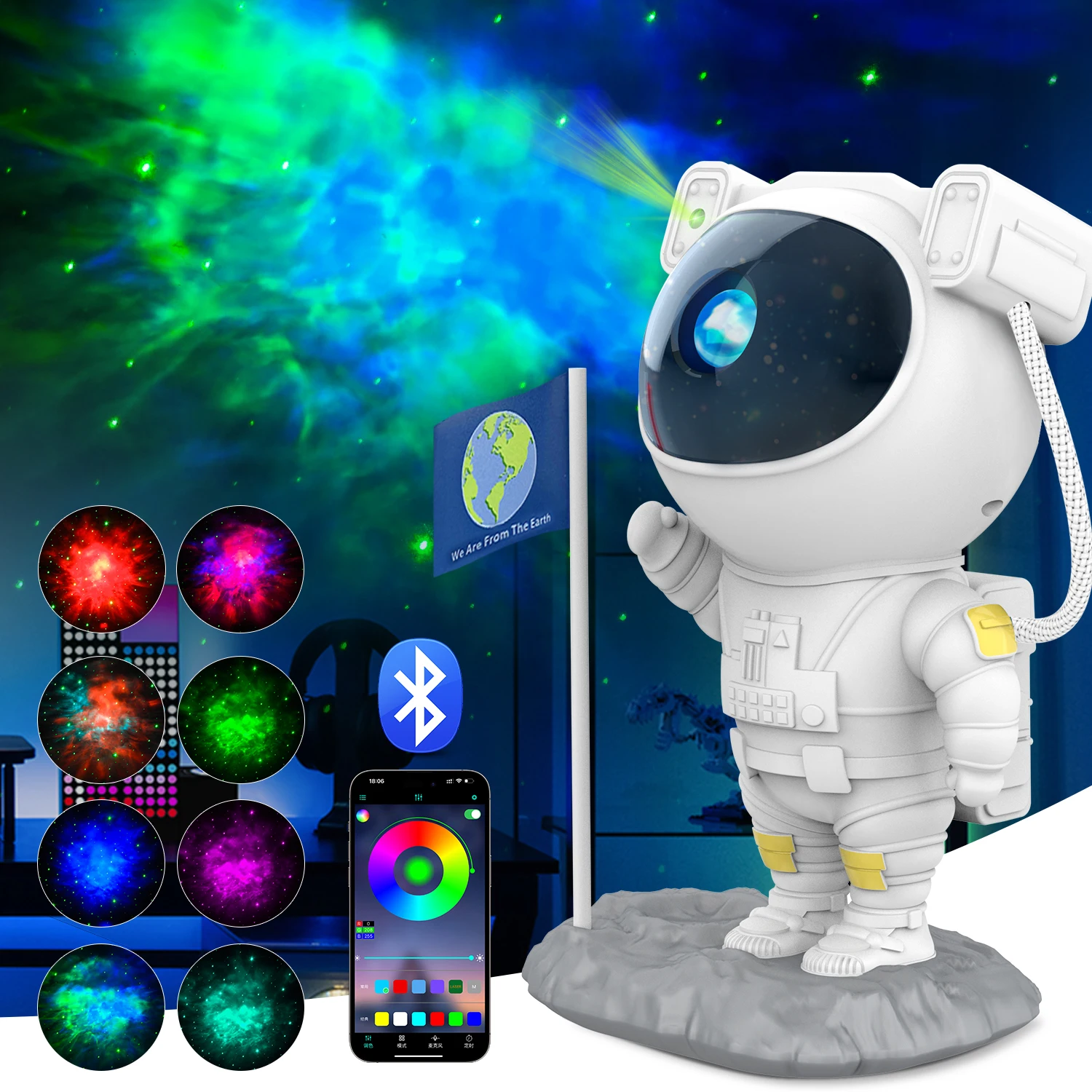宇宙飛行士ギャラクシースタープロジェクターライト-調節可能な明るさと速度-bluetoothランプ-ナイトライトランプ-フェスティバル-ファミリールームパーティー用